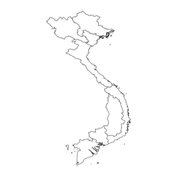 Vietnam map with regions. Vector illustration.
