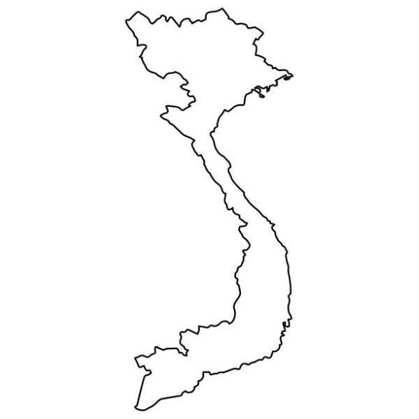 Sleek Vietnam Outline, Minimalist Map in Black Silhouette