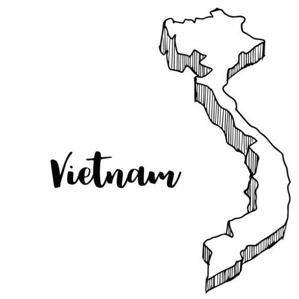 Hand drawn of Vietnam map, vector illustration