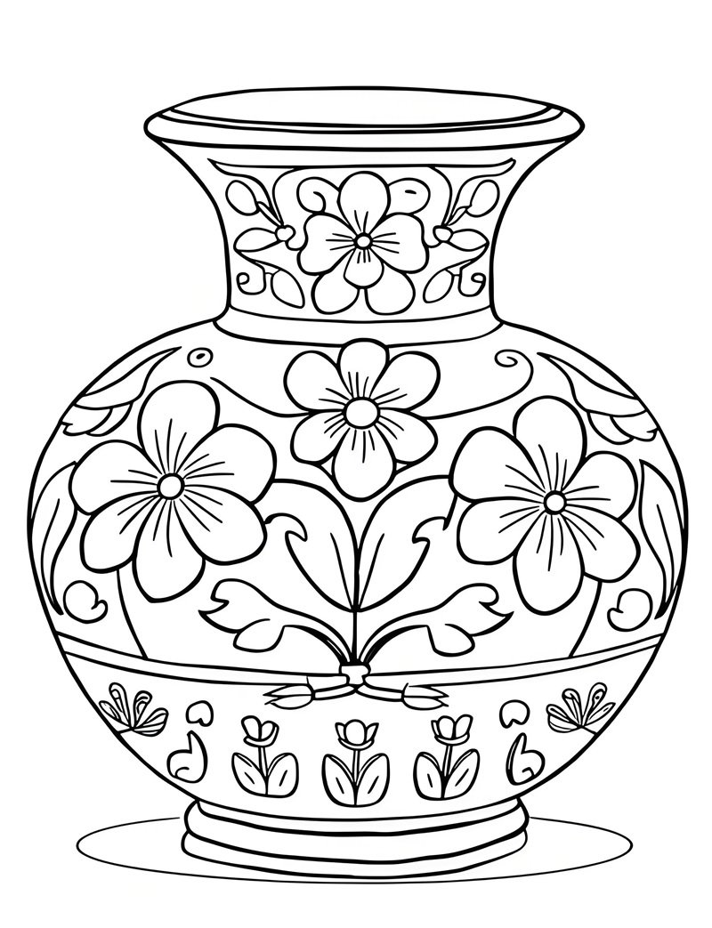 tô màu bình hoa 3