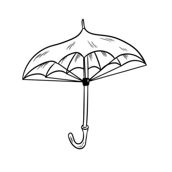 Umbrella sketch black and white doodle