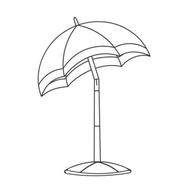 Beach umbrella outline icon. Simple linear sketch vector illustration