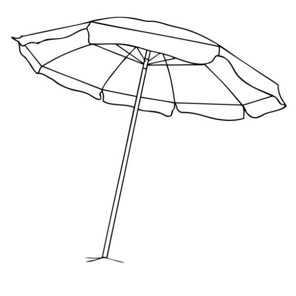 beach umbrella line vector illustration,isolated on white background,top view