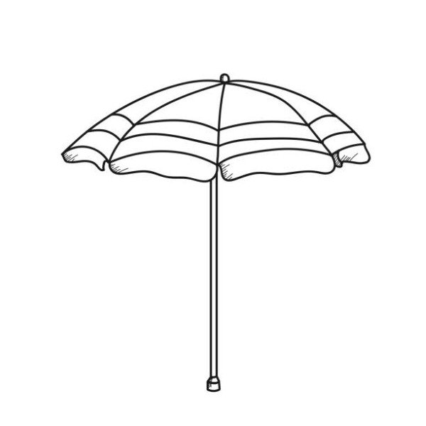 Umbrella illustration on a white background.Black and white color line art
