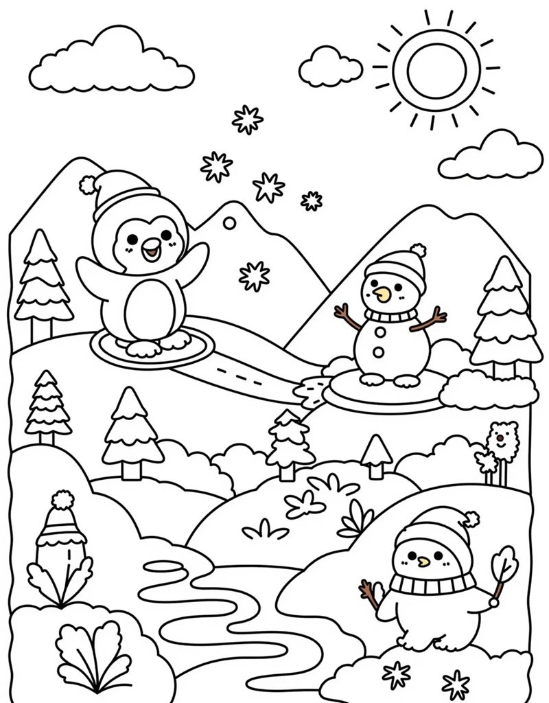 tô màu chim cánh cụt 24