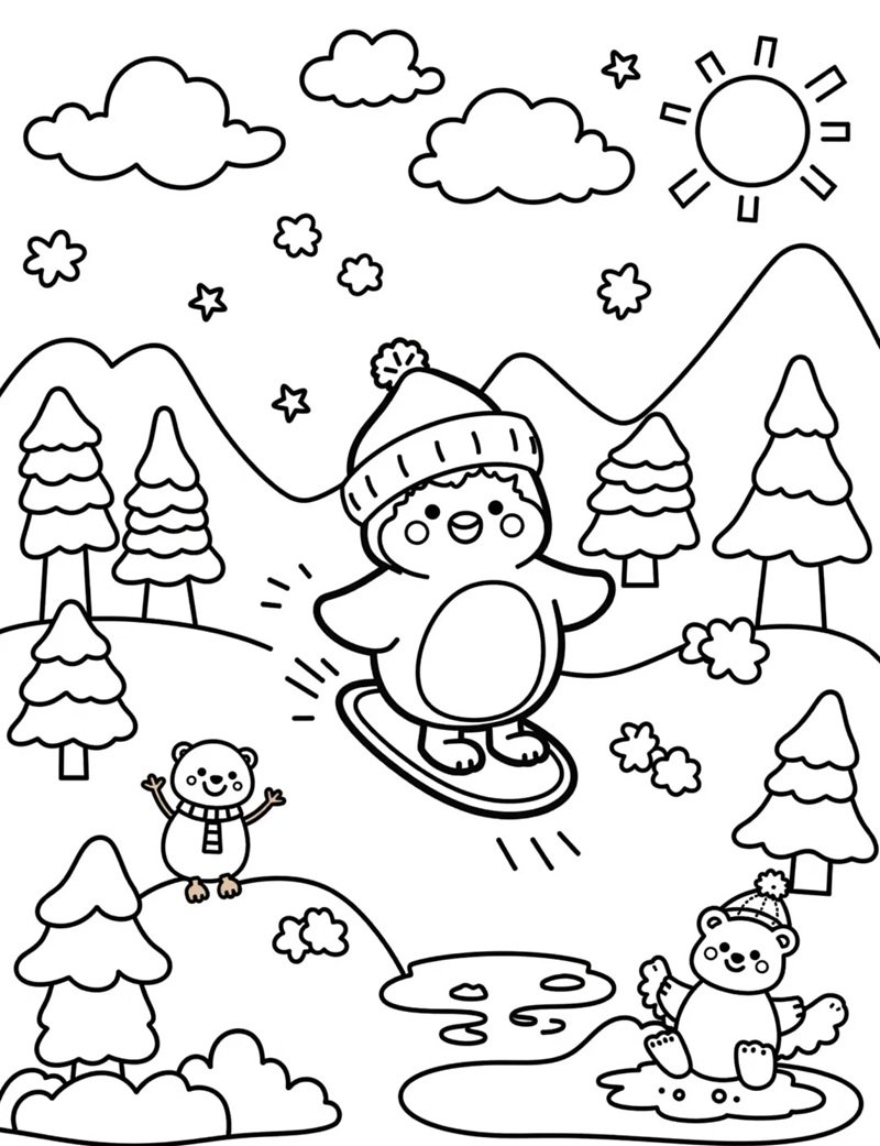 tô màu chim cánh cụt 25