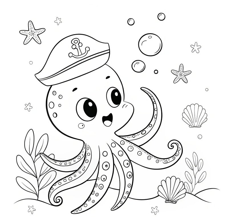 tô màu con bạch tuộc 36