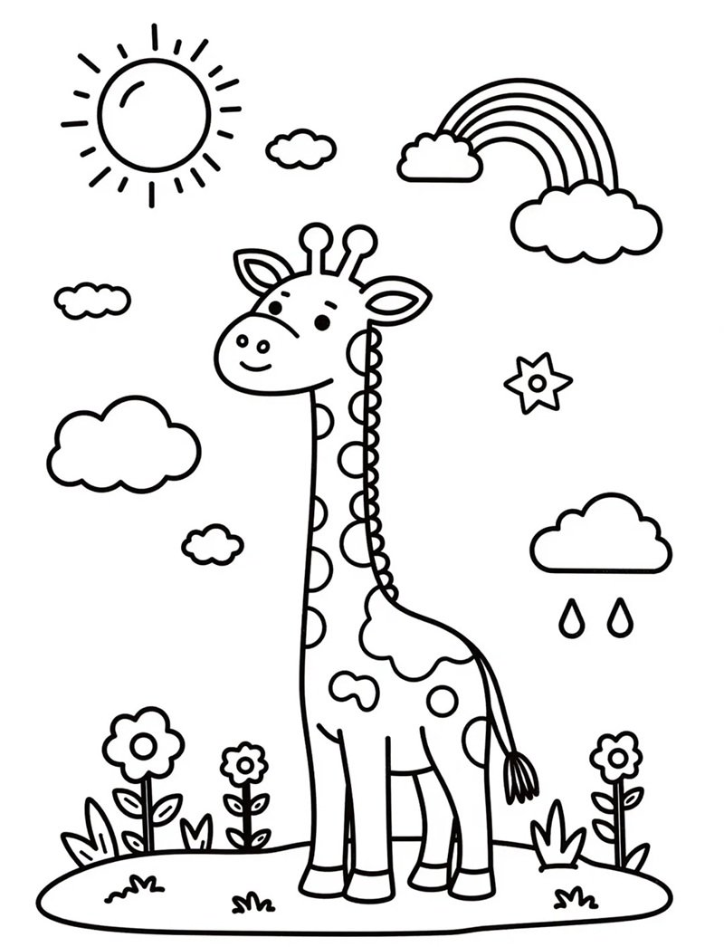 tô màu con hươu cao cổ 23