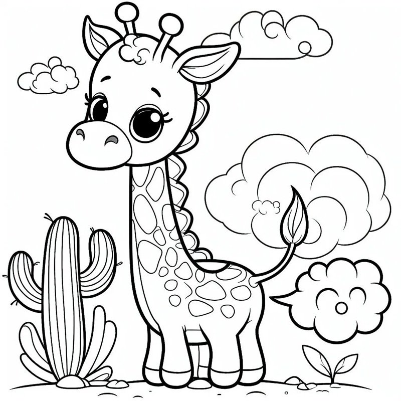 tô màu con hươu cao cổ 25