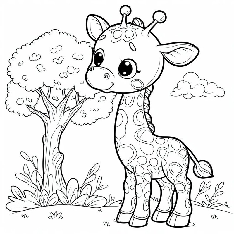 tô màu con hươu cao cổ 26