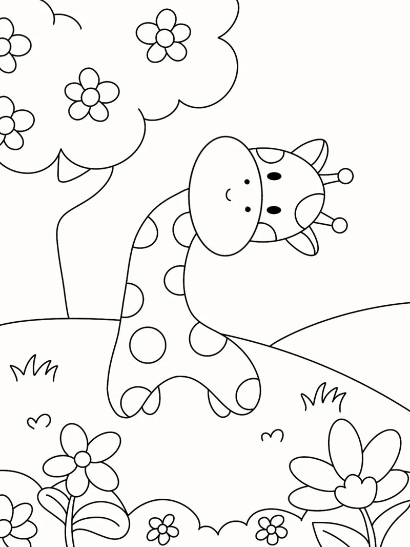 tô màu con hươu cao cổ 37