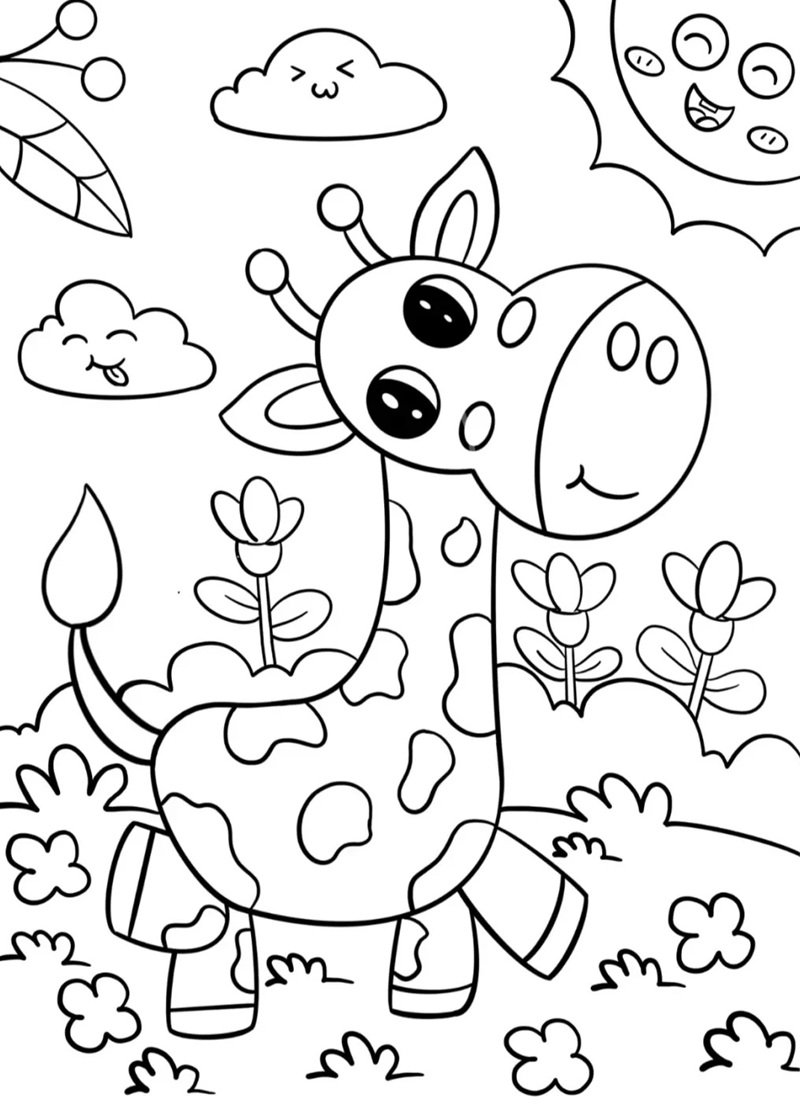 tô màu con hươu cao cổ 38