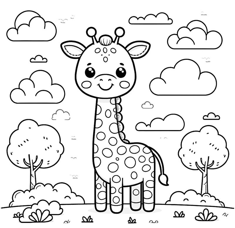 tô màu con hươu cao cổ 40