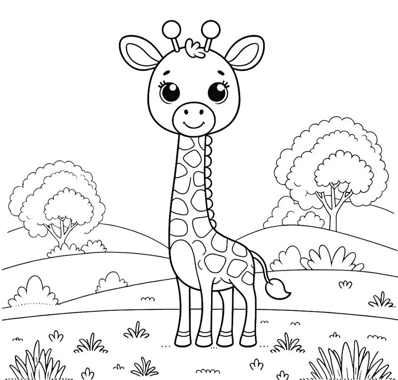 tô màu con hươu cao cổ 41