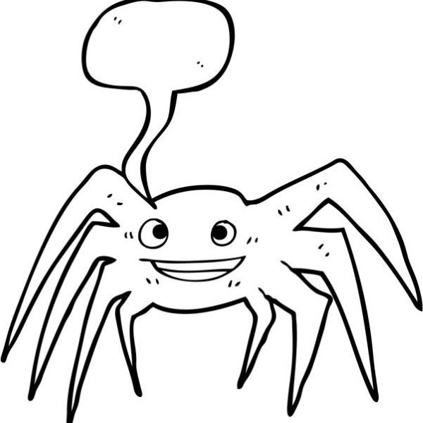 freehand drawn speech bubble cartoon happy spider