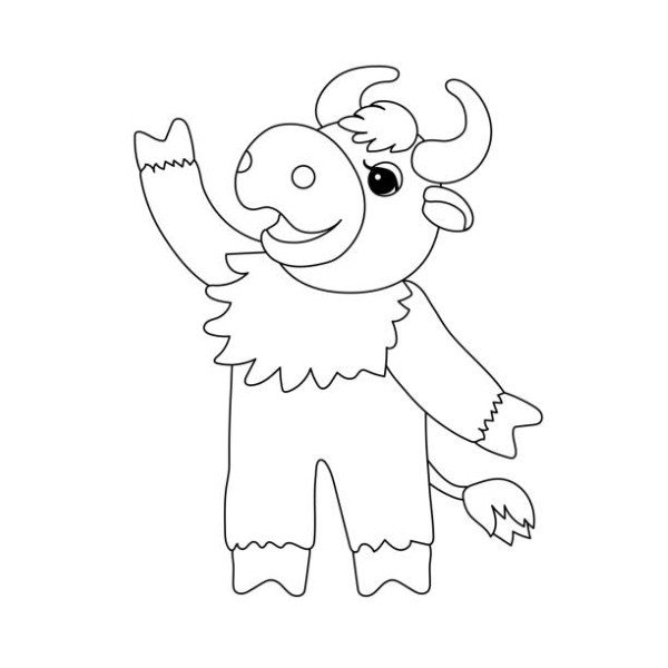vector line cartoon animal clip art bull, ox, taurus
