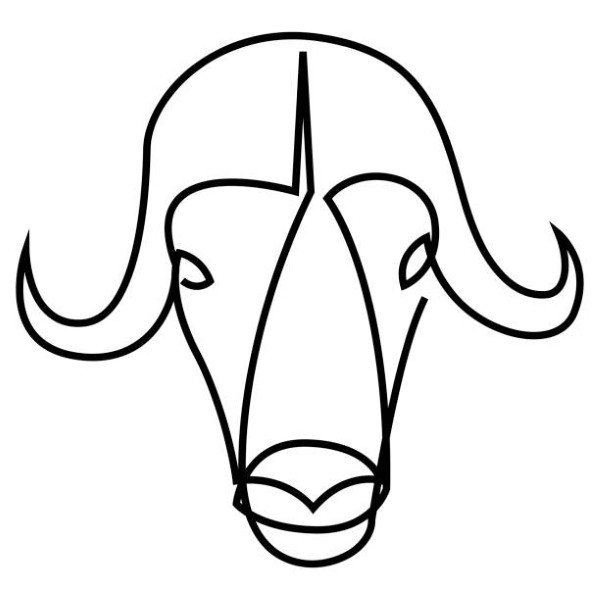 Continuous line musk ox logo. Bull single line vector illustration