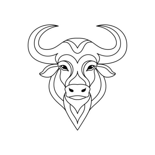 Ox icon in linear style on white background.
