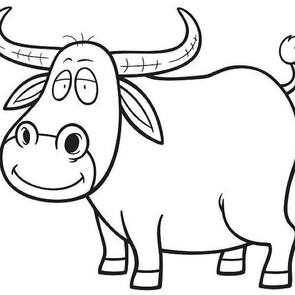 Vector illustration of Cartoon Buffalo – Coloring book
