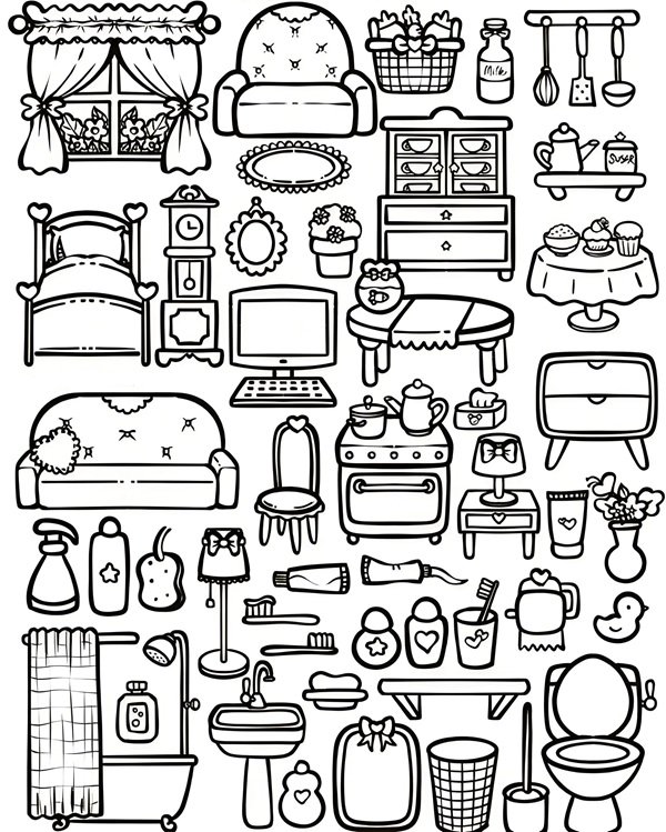 tô màu đồ dùng trong gia đình 2