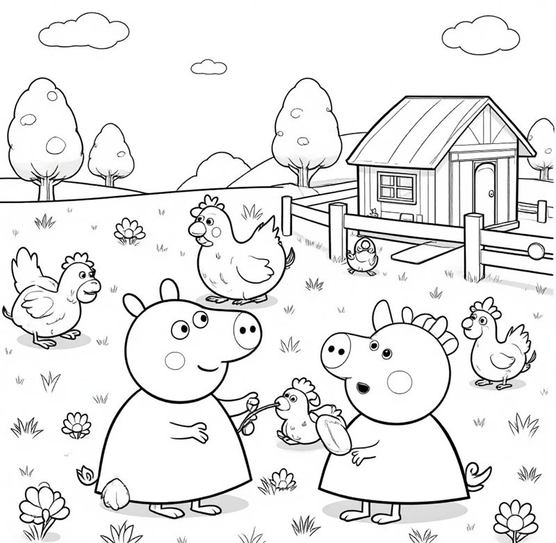 tô màu heo peppa 8