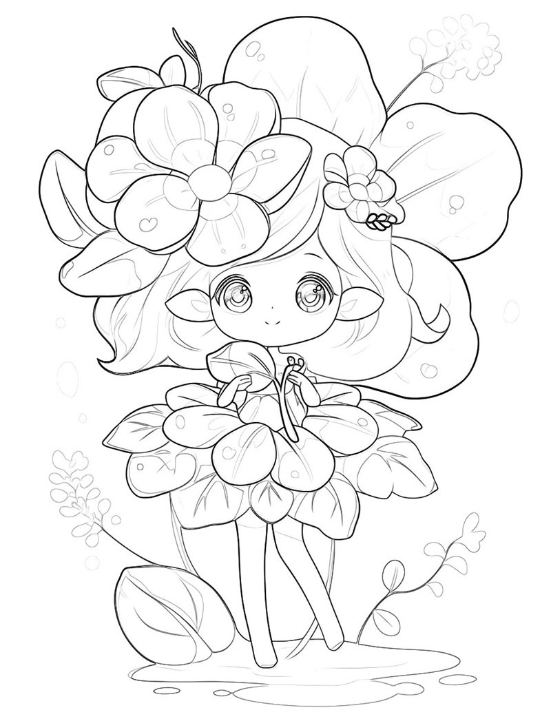 tranh cô tiên xanh chưa tô màu 22