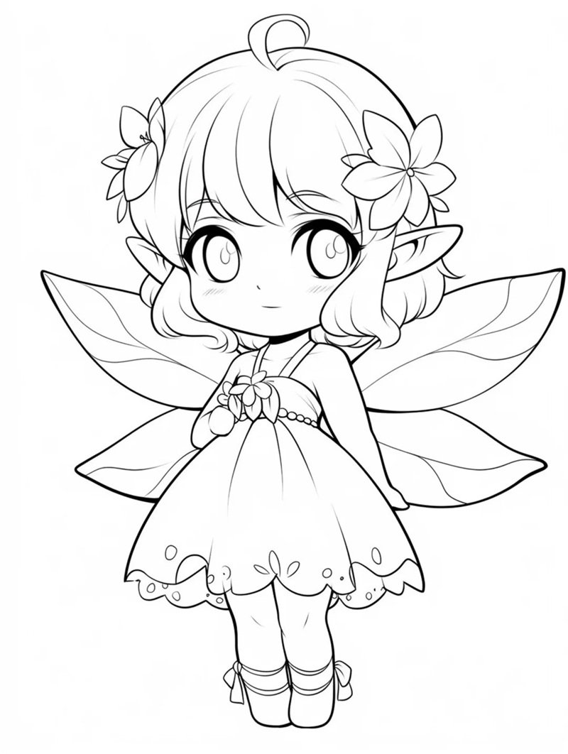 tranh cô tiên xanh chưa tô màu 24