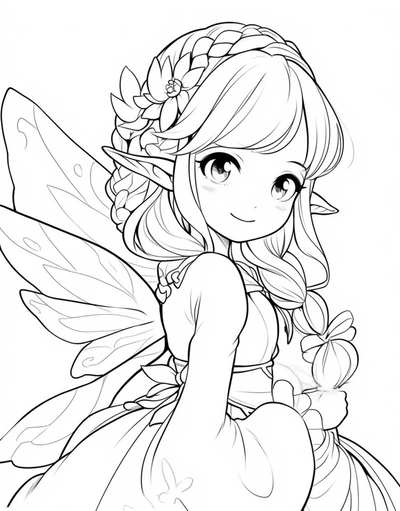 tranh cô tiên xanh chưa tô màu 25