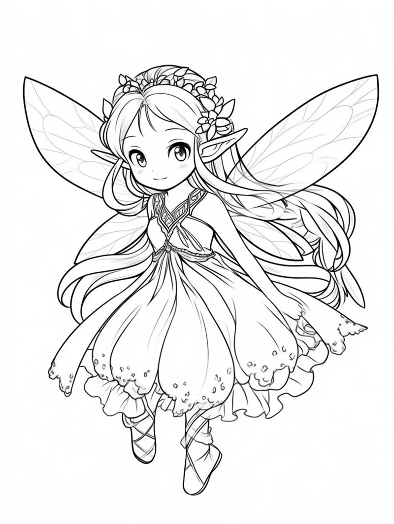 tranh cô tiên xanh chưa tô màu 26