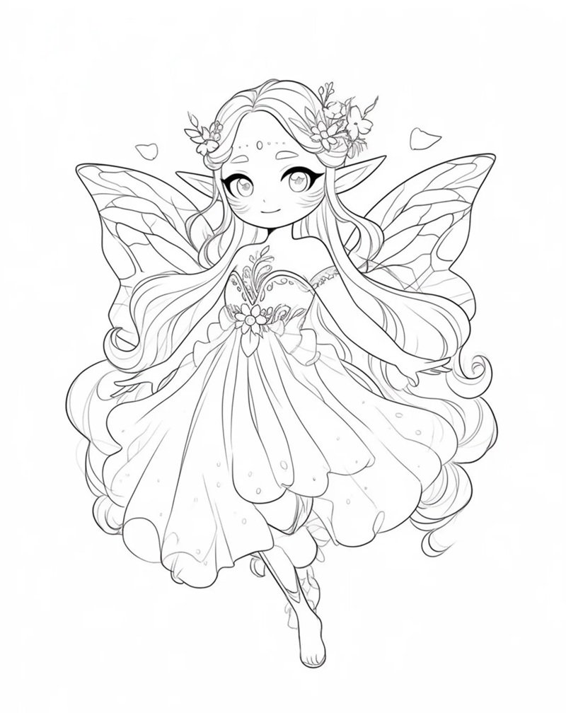 tranh cô tiên xanh chưa tô màu 27