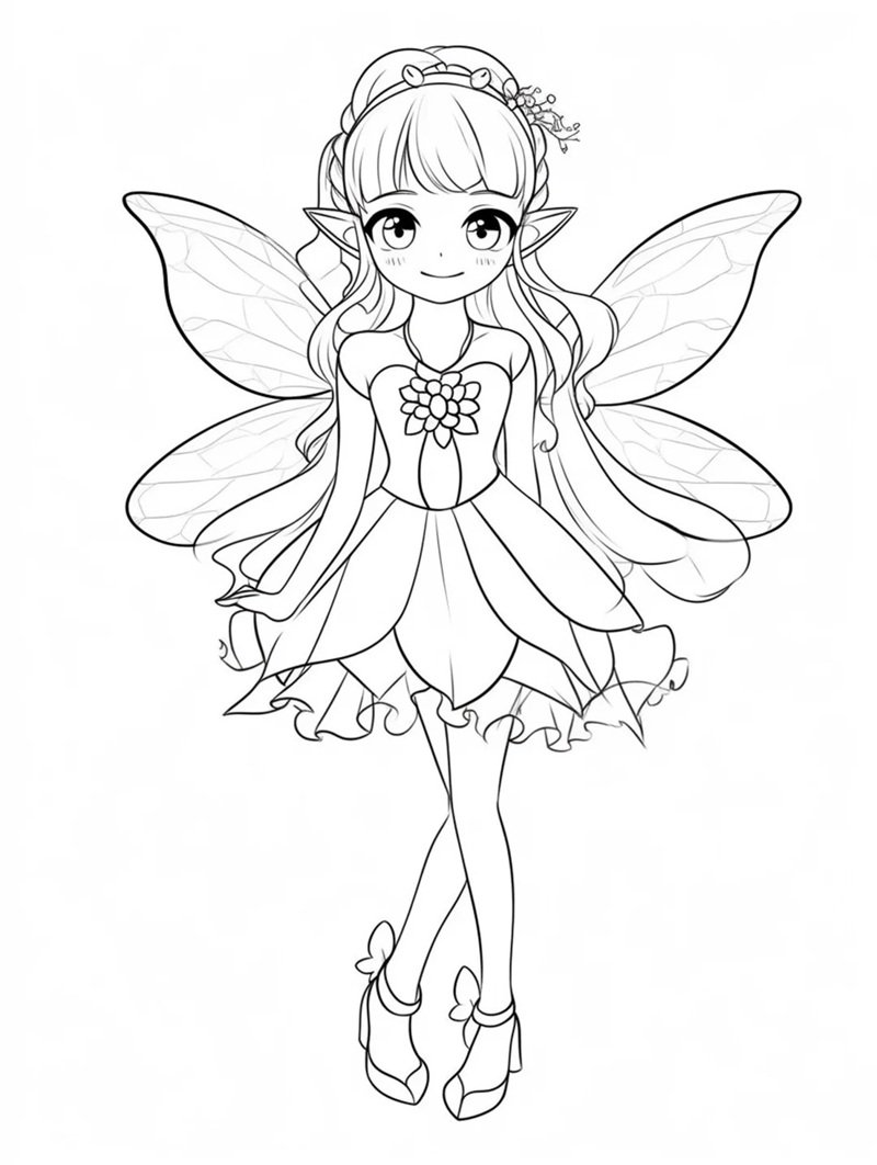 tranh cô tiên xanh chưa tô màu 28