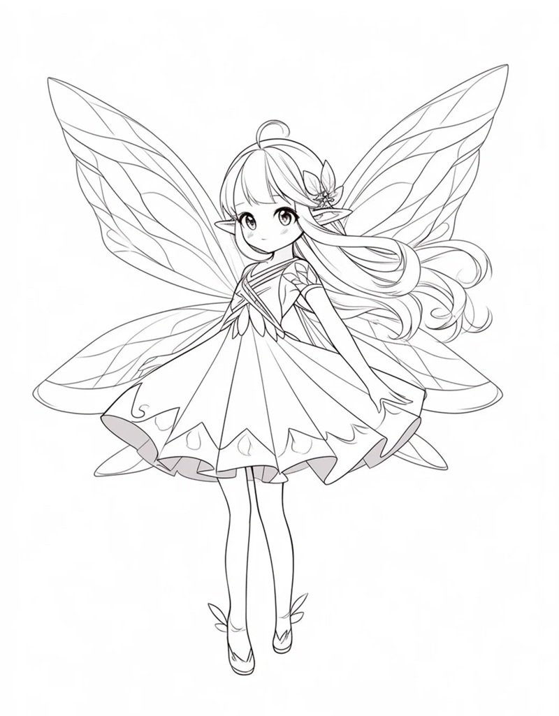 tranh cô tiên xanh chưa tô màu 32