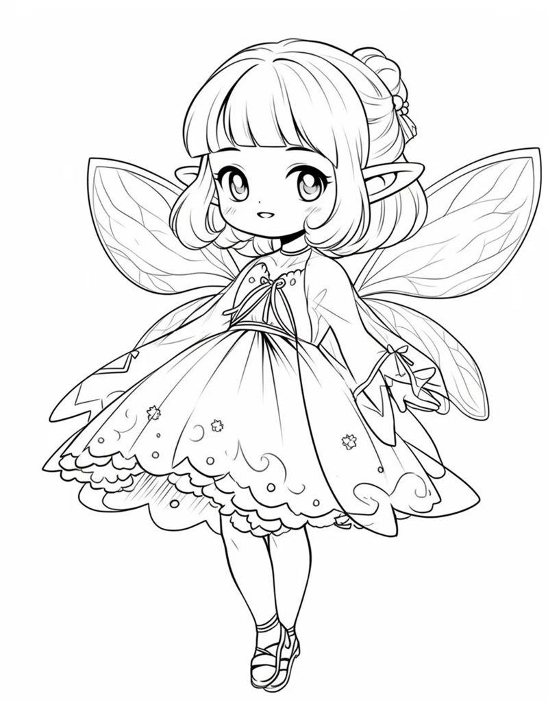 tranh cô tiên xanh chưa tô màu 33