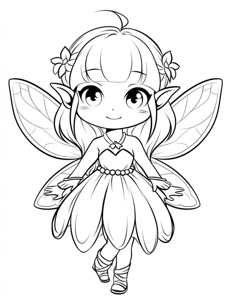 tranh cô tiên xanh chưa tô màu 34