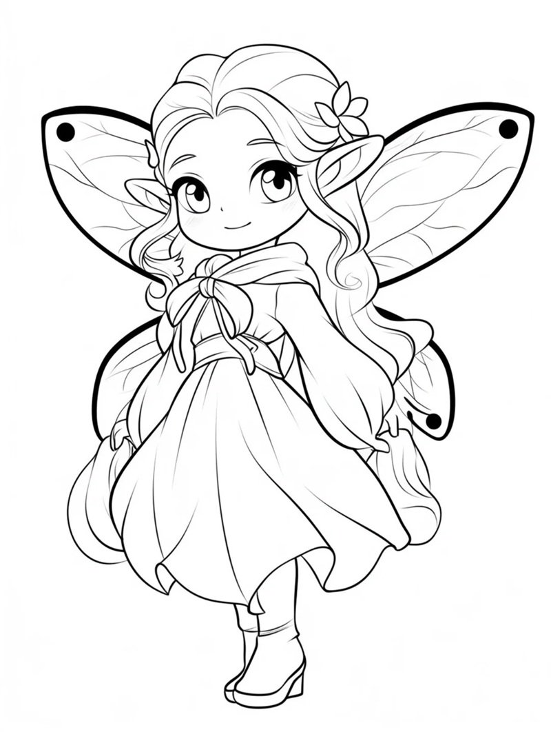 tranh cô tiên xanh chưa tô màu 36