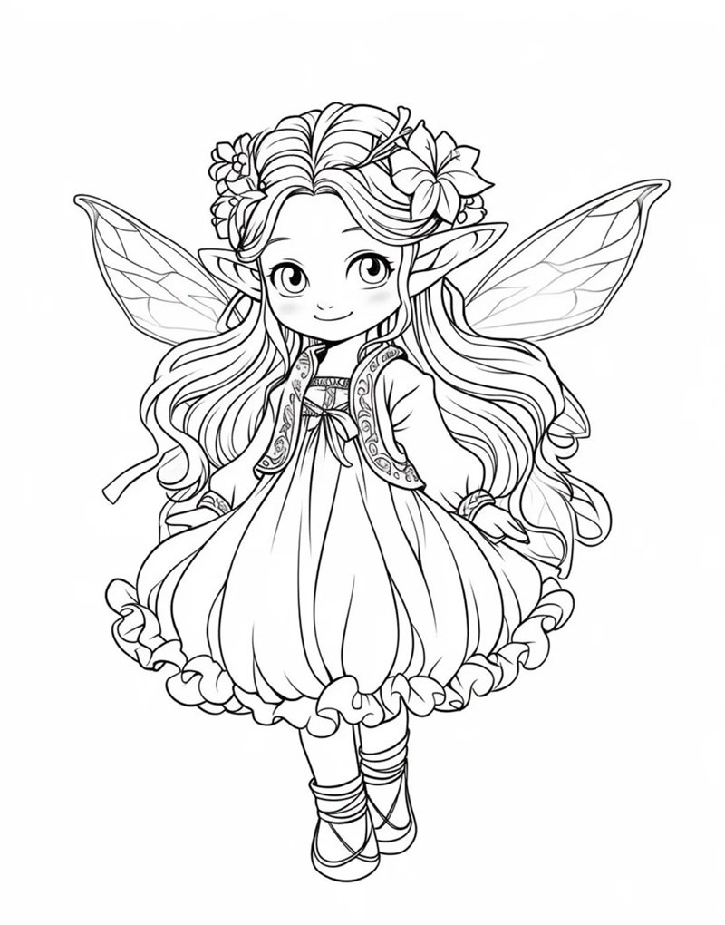 tranh cô tiên xanh chưa tô màu 38