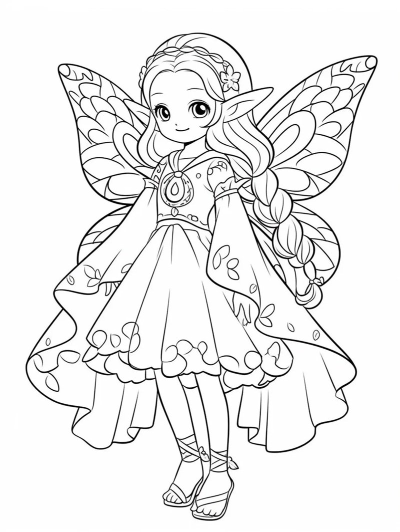 tranh cô tiên xanh chưa tô màu 39