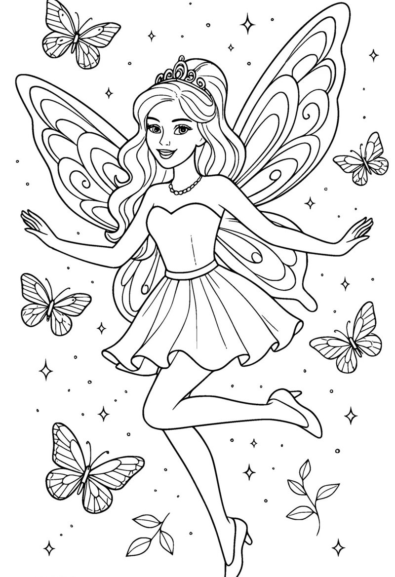 tranh cô tiên xanh chưa tô màu 40