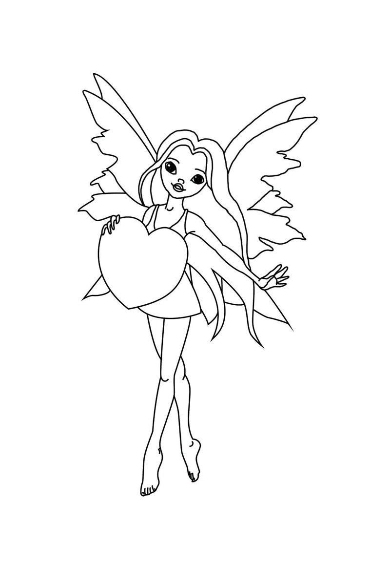 tranh cô tiên xanh chưa tô màu 6