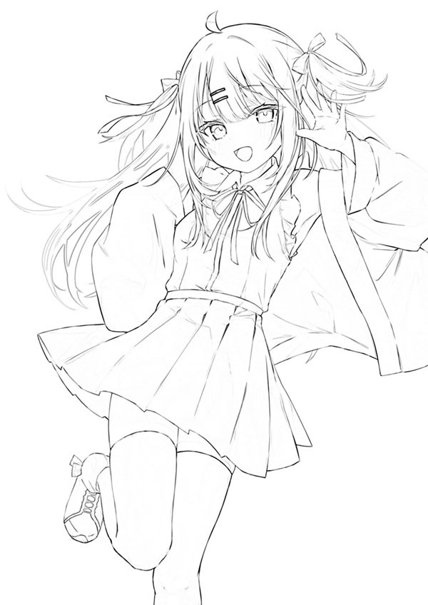 tranh tô màu anime cute 1