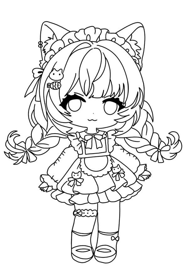 tranh tô màu anime cute 16