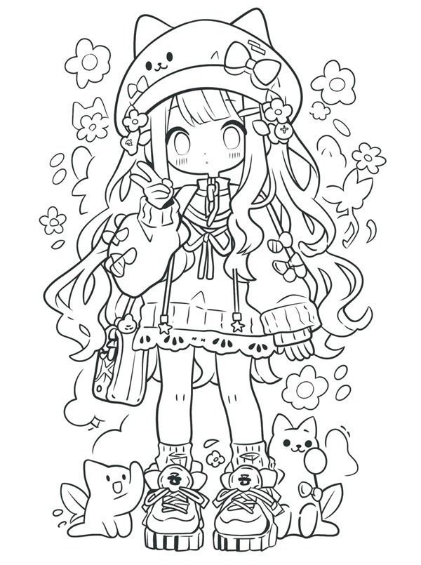 tranh tô màu anime cute 17