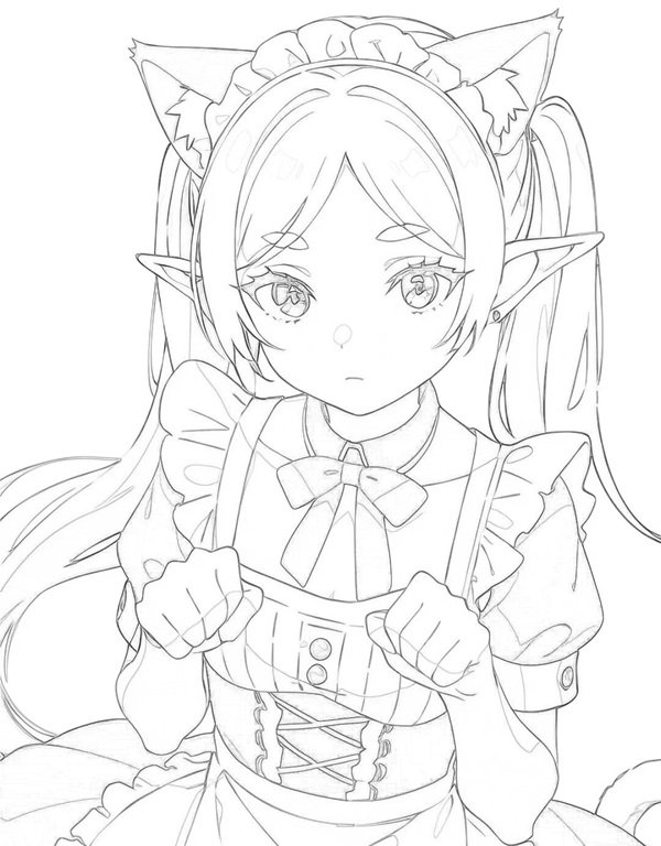 tranh tô màu anime cute 20