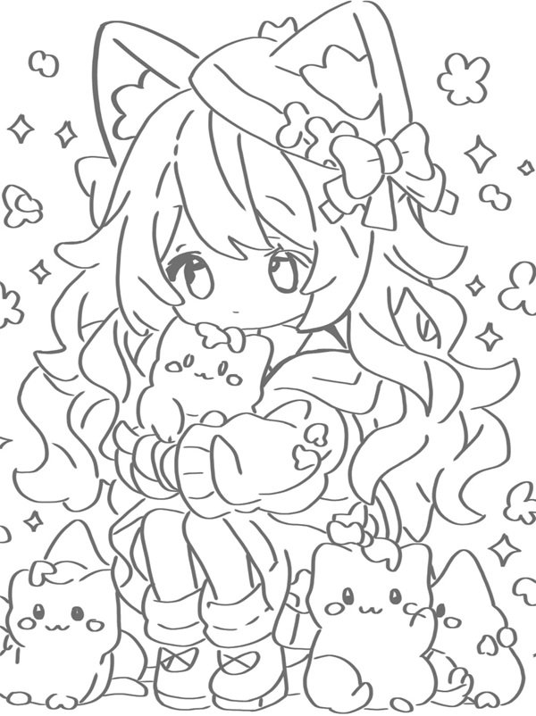 tranh tô màu anime cute 28