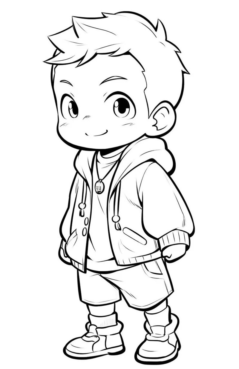 tranh tô màu bé trai 32