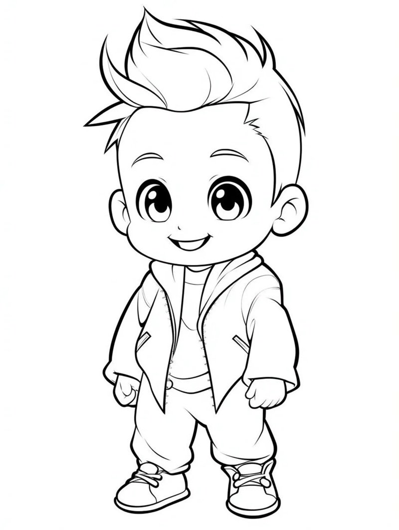 tranh tô màu bé trai 34