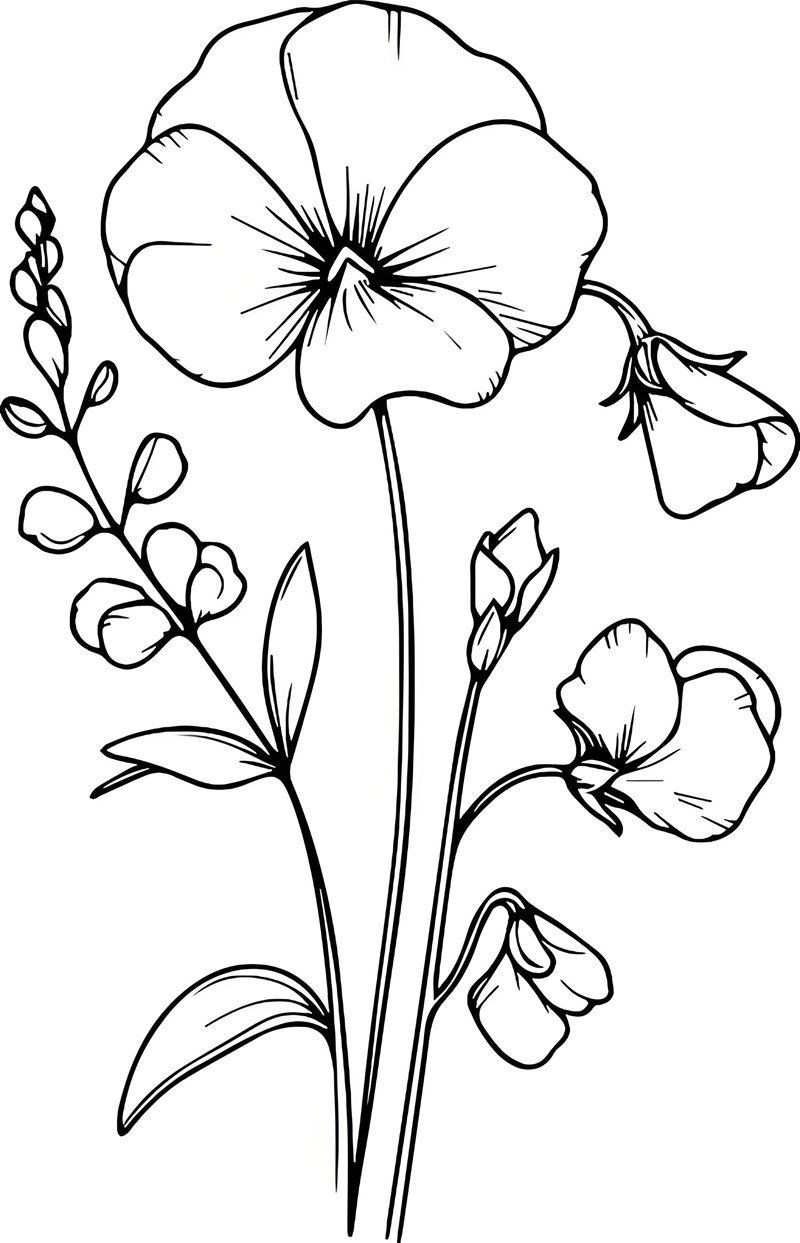 tranh tô màu bông hoa 5 cánh 8