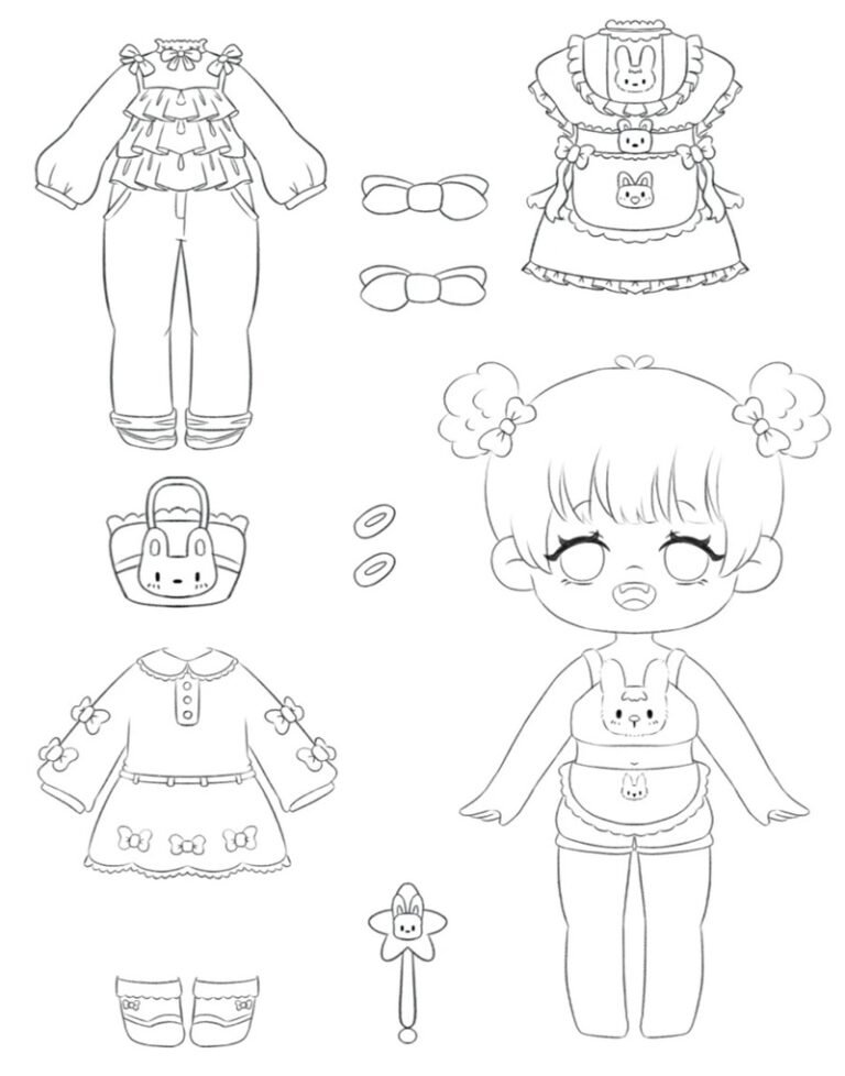 Tải ngay 64+ tranh tô màu búp bê giấy dễ thương