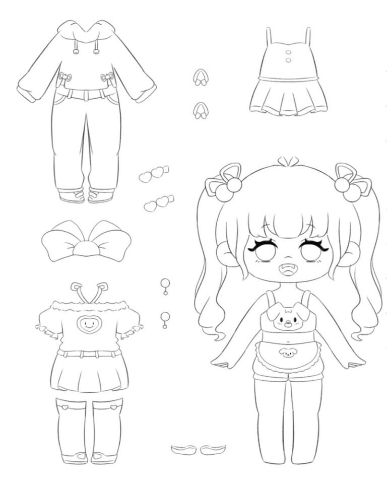 Tải ngay 64+ tranh tô màu búp bê giấy dễ thương