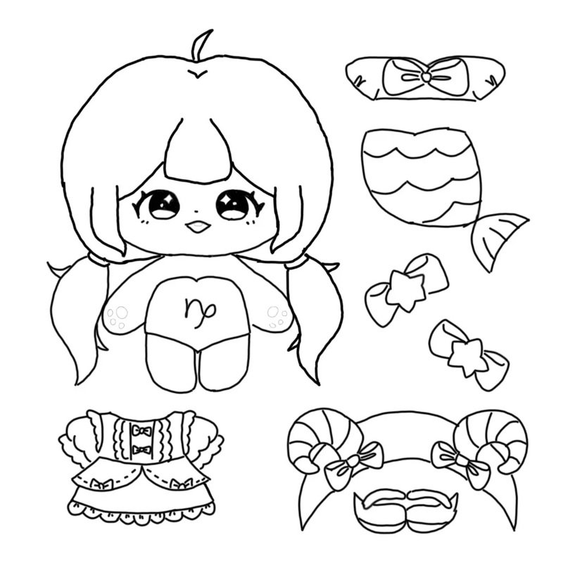 tranh tô màu búp bê giấy cute 16